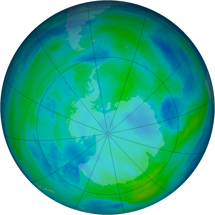 Antarctic ozone map for 28 April 1993